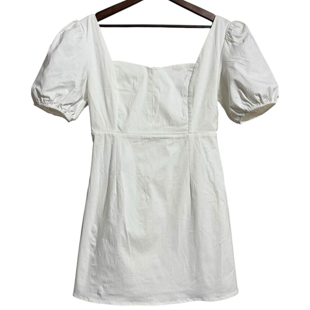 Altar'd State White square neck puff sleeve stretchy short dress XL